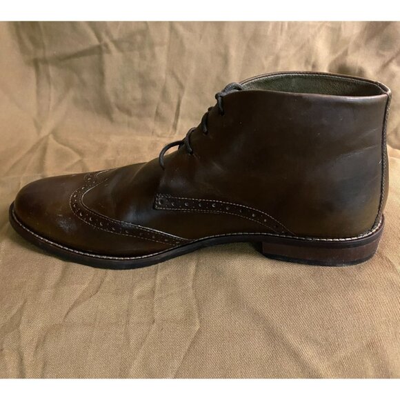Stafford Mens Boots 9W Dix Chukka Wing Tip Brown Letaher Lace Up Classic - Picture 3 of 16